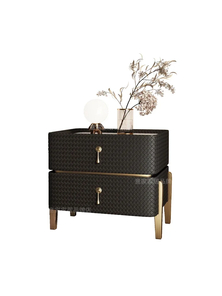 

ls 42Light luxury high-end bedside table Modern simple bedroom Bedside rock slab Advanced solid wood Small storage locker