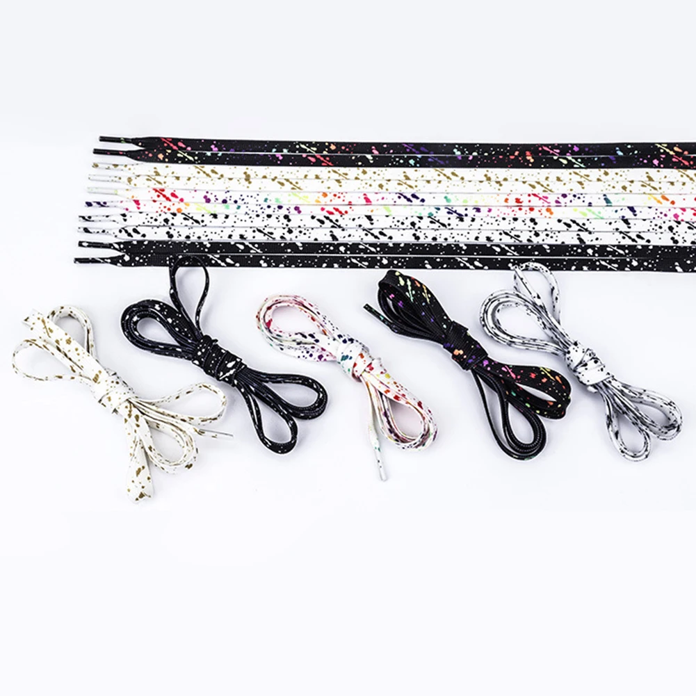 Shoelaces for Sneaker Flat Gilding Printing Ink Splatter Shoelace Colorful Splash Ink Hand-painted Basketball Shoe Laces