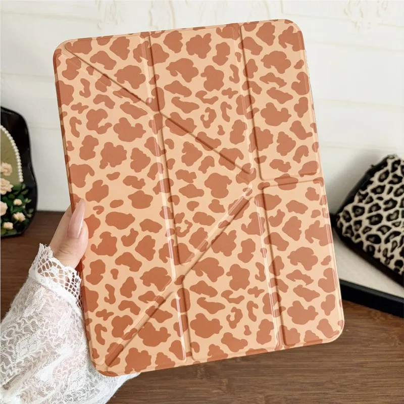 Trendy Leopard Print Stand Case for iPad Air 6 7 8 11