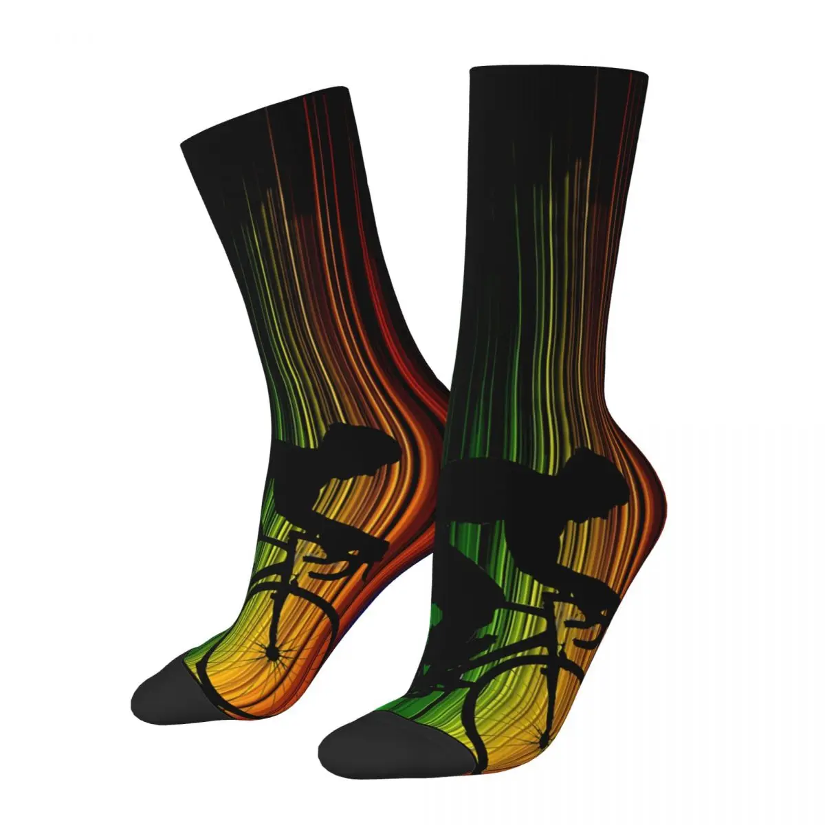 Men's Socks Cycling Multicolor Design Mountains Trails Downhill MTB treet Style Novelty Crew Crazy Sock Gift Pattern Printed