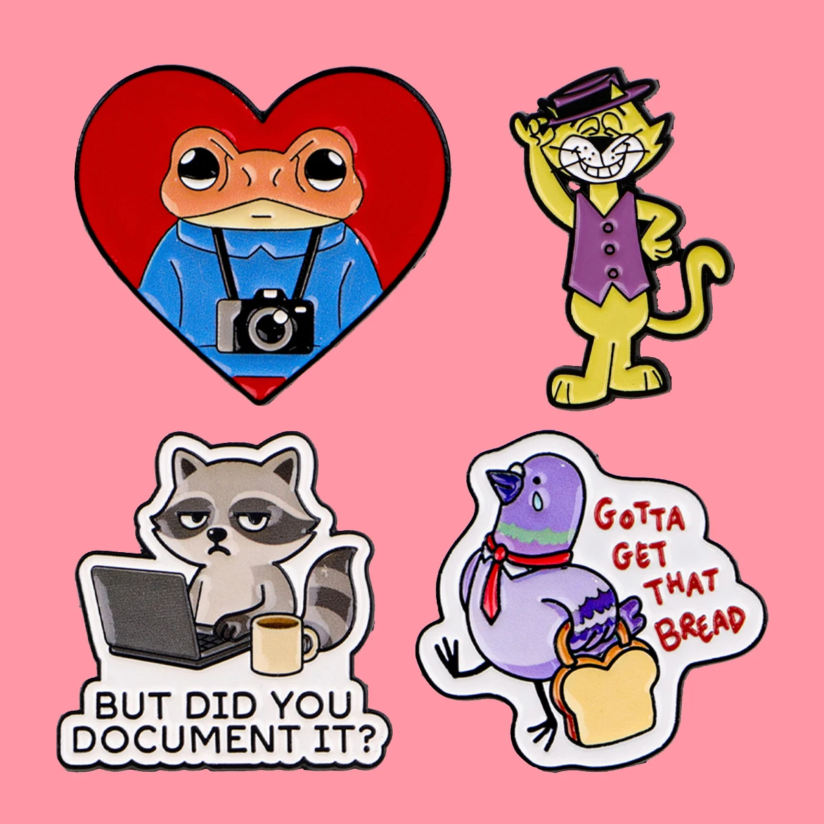 Raccoon Pigeon Quotes Enamel Pins Funny Frog Cat Brooch Lapel Pin Badge on Backpack Clothing Accessories Fashion Jewelry Gifts