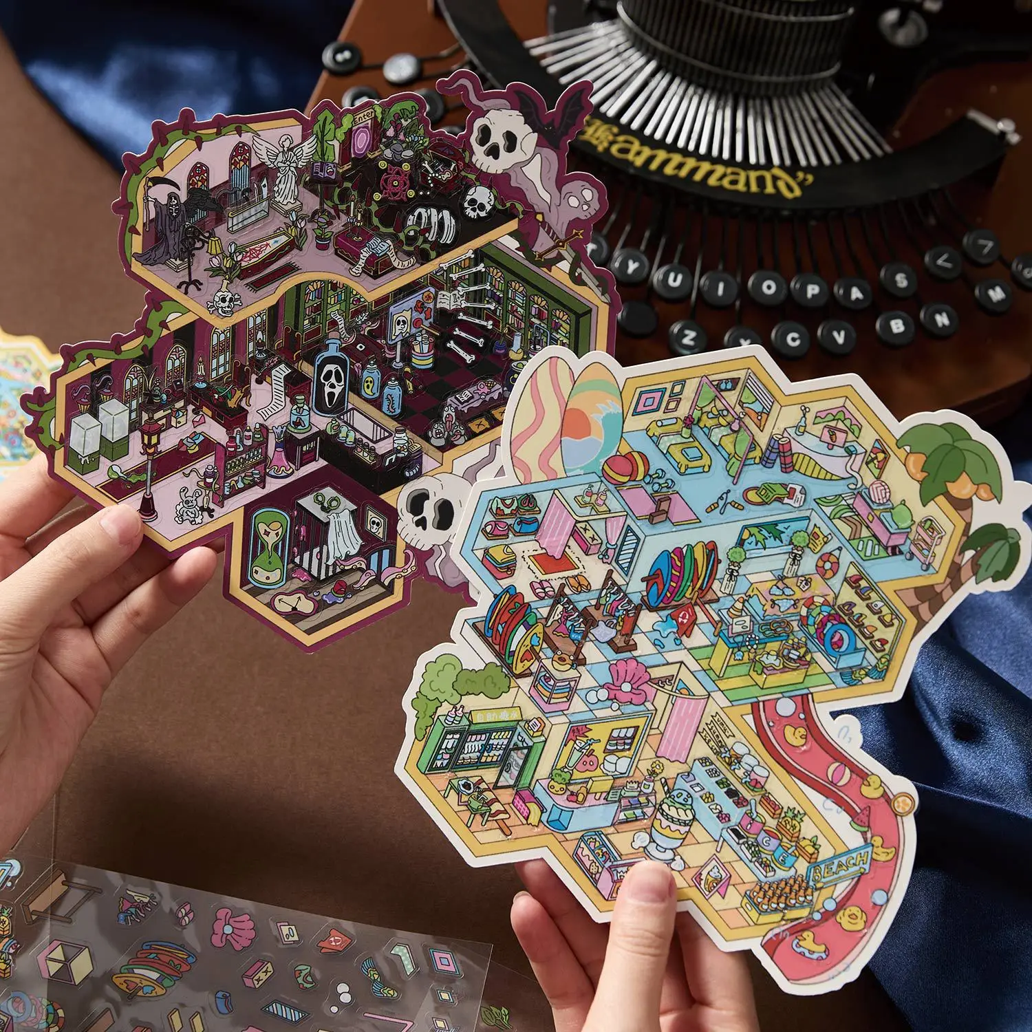 ملصقات مشهد مصغرة 2.5D، شارات ديوراما لتخفيف التوتر، ديكورات ألغاز إبداعية #1