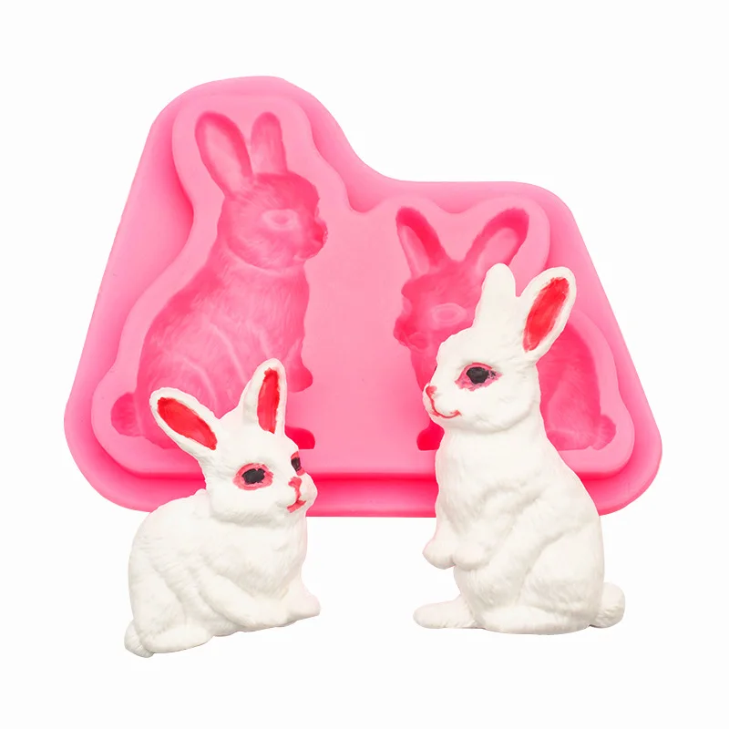 Bunny Silicone Fondant Mould Baking Cake Decoration Insert Soft Pottery Clay Mold A844