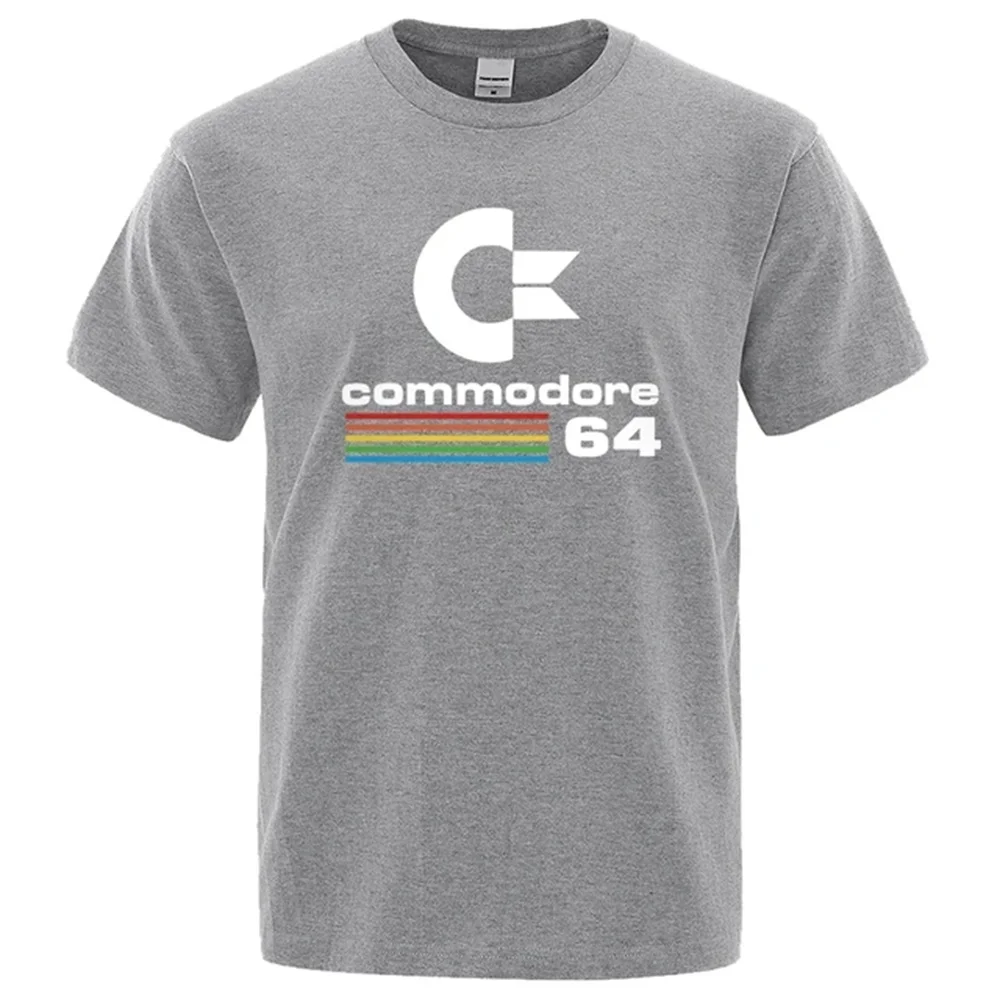 Loose Men T-shirts Summer Commodore 64 Print T Shirt C64 SID Amiga Retro Cool Design Street Short Sleeve Top Tee Cotton Clothing