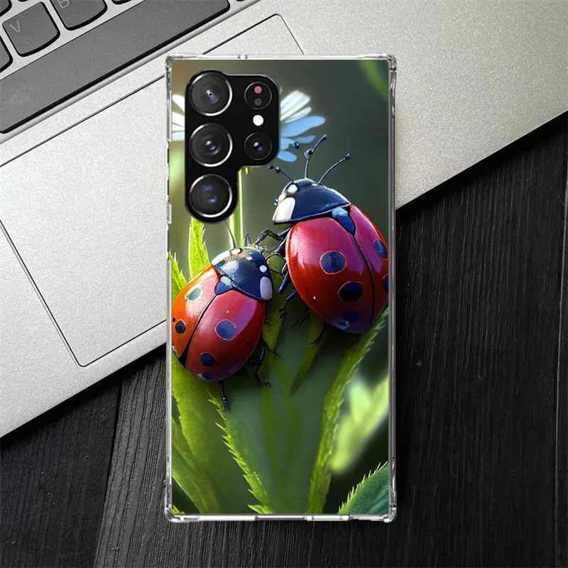 Insect Seven-Star ladybug Soft Silicone Phone Case For Samsung Galaxy S24 S23 S22 Ultra S21 S20 FE S10 Plus S10E S9 S8 + Cover C