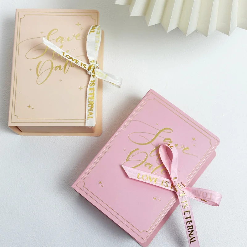 20/50pcs Creative Book Gift Box With Ribbon Wedding Souvenir Candy Cake Cookies Packaging Box Birthday Party Favours Decoration