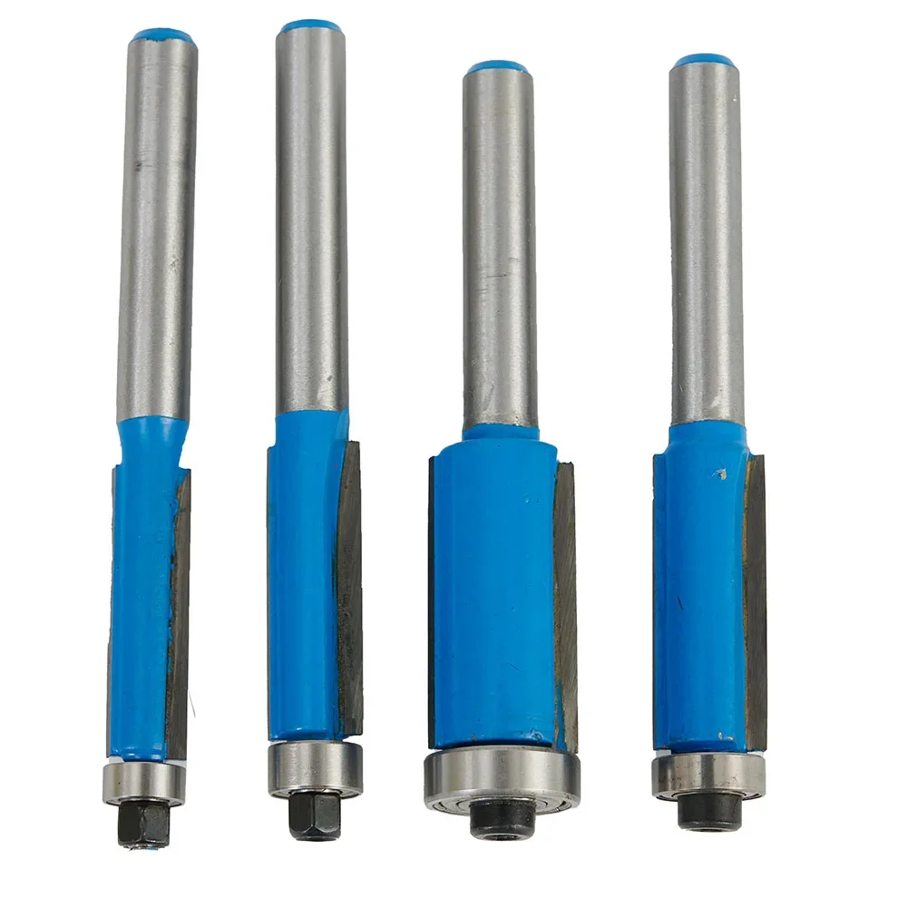 4pcs Straight Flush Trim Router Bit Set Woodworking Tool For Precise Trimming 6 35mm/1/4'' 8mm/5/16'' 9 5mm/3/8'' 12 7mm/1/2''