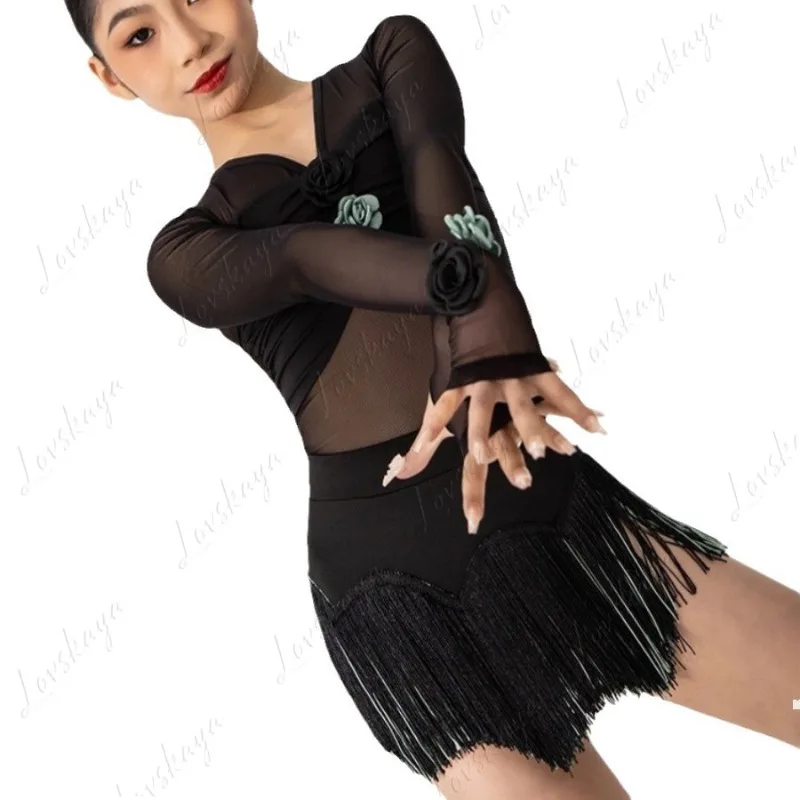 라틴 댄스 의상, 새로운 댄스 의류, 상의, 새로운 고급 댄스 연습복