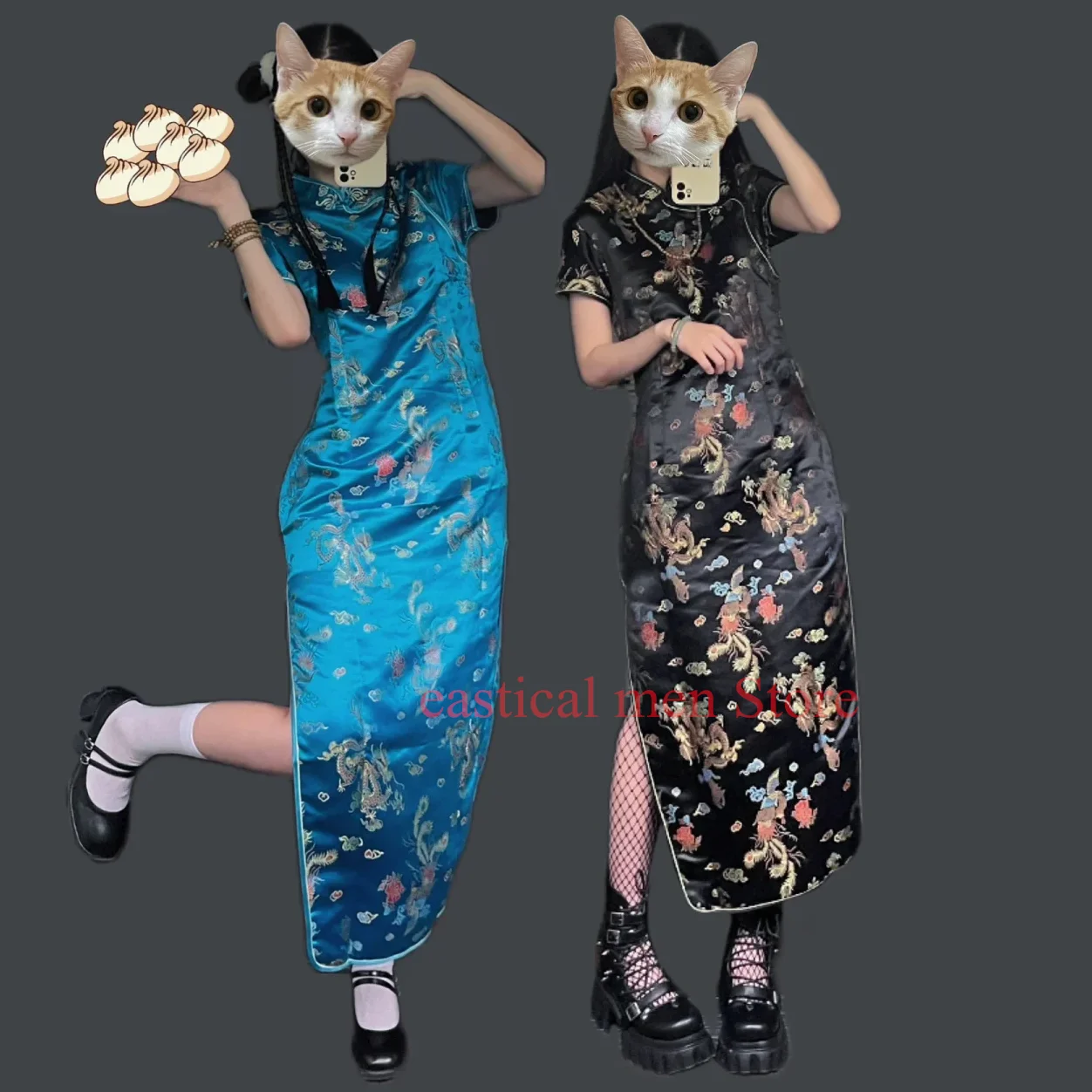 

Chunli Kung Fu Qipao сексуальное длинное платье Cheongsam в китайском стиле для девочек улучшенный костюм в китайском стиле с вышивкой дракона Феникса Qipao5XL 6XL