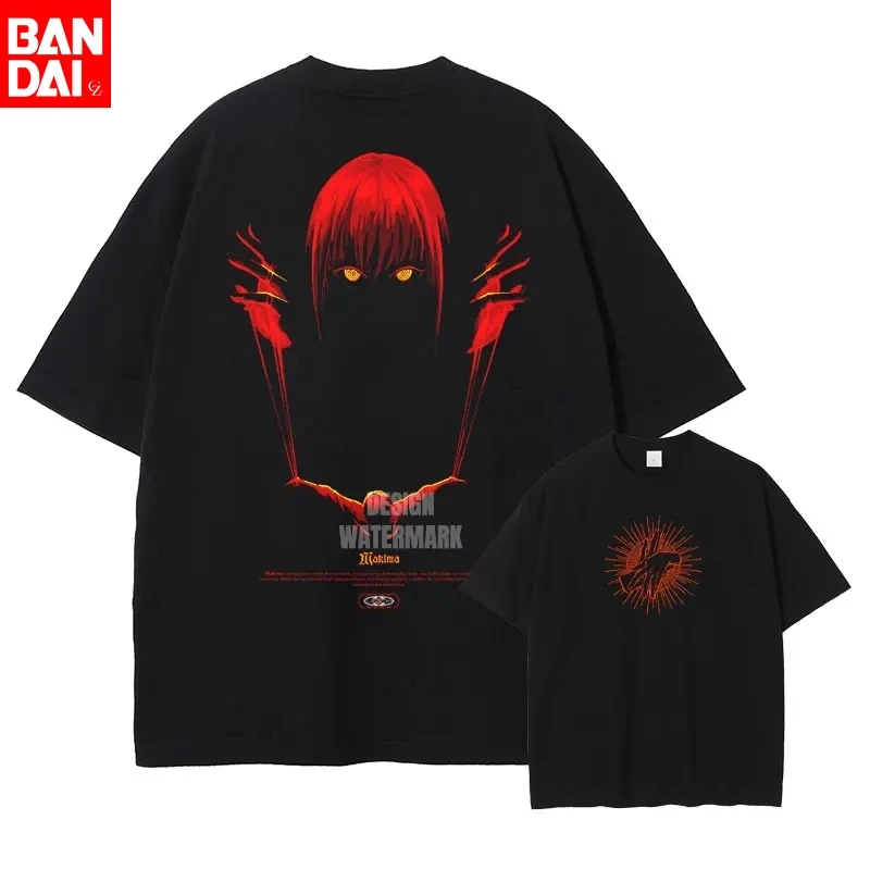 Baumwoll-Vintage-T-Shirt mit Chainsaw Man DAFNE-Print für Herren, Oversized, Used-Look, Streetwear, Weiche Baumwolle, Anime-Grafik, Kurzarm