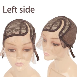 Adjustable C -Shaped Left Side Parting Front Lace Wig Cap, Lace Elastic Headgear Cap , DIY Wig Accessories Mesh Bottom