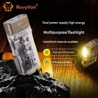 RovyVon E8 Flashlight 700 Lumens EDC Rechargeable Keychain Dual 6500K Cool White Emitters with Versatile Sidelights and Battery