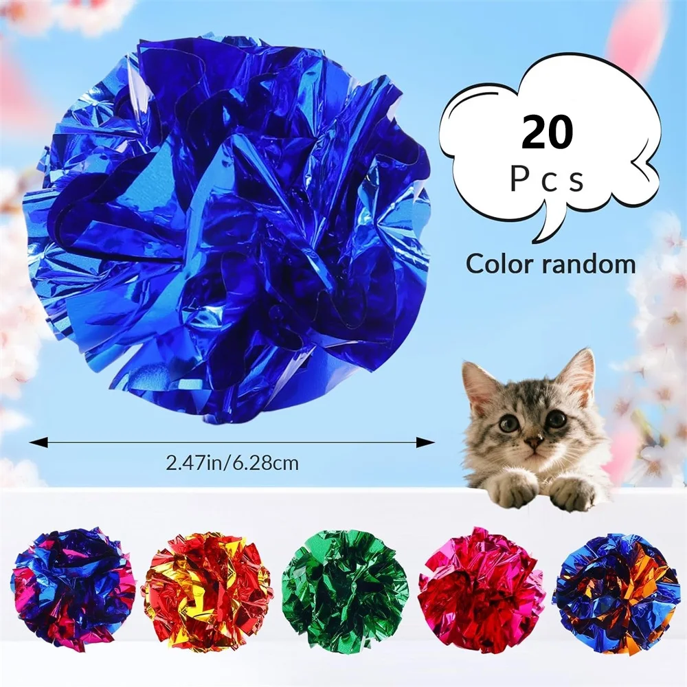 Wrinkled Cat Toy Ball, Small Pet Toy, 2.47-inch Aluminum Foil Ball, Interactive Wrinkled Ball for Chasing and Training Activitie