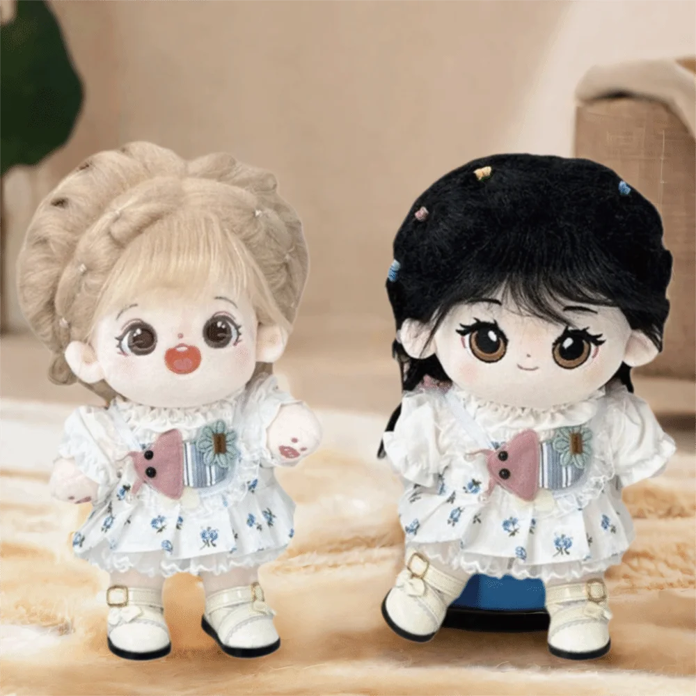 사랑스러운 디자인 20cm 면 인형 옷 부드러운 질감 세탁 가능 아이돌 인형 만화 패턴 스커트 귀여운 복고풍 스타일