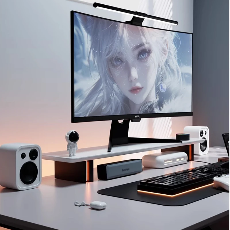 RGB Emit Light Monitor Stand Ergonomic Desk Riser for Computer Screen Esports Table Storage Rack Height Adjustable Laptop Holder