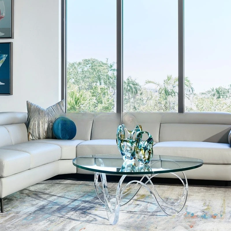 Italian minimalist high transparency acrylic coffee table artistic creativity special-shaped tempered glass tea table
