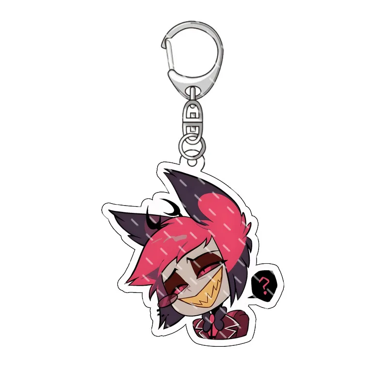 Hazbin فندق Alastor سلسلة مفاتيح من الكرتون أنيمي حقيبة الظهر حقيبة الديكور الاكريليك قلادة كيرينغ اكسسوارات لطيف حلية المشجعين هدية