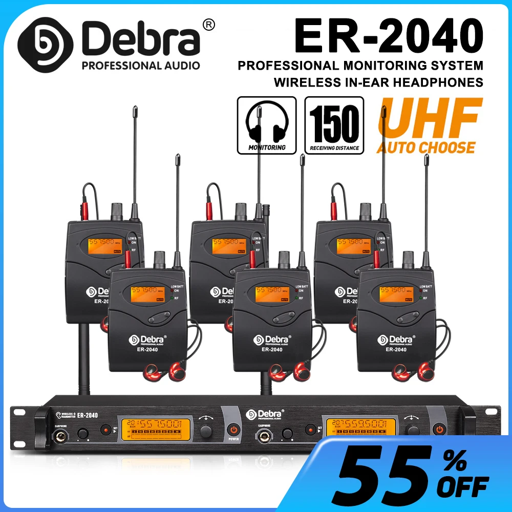 ER-2040 Professional In-Ear Wireless Monitor System, UHF with Multiple Receivers for Stage Performances, Concerts and Bands