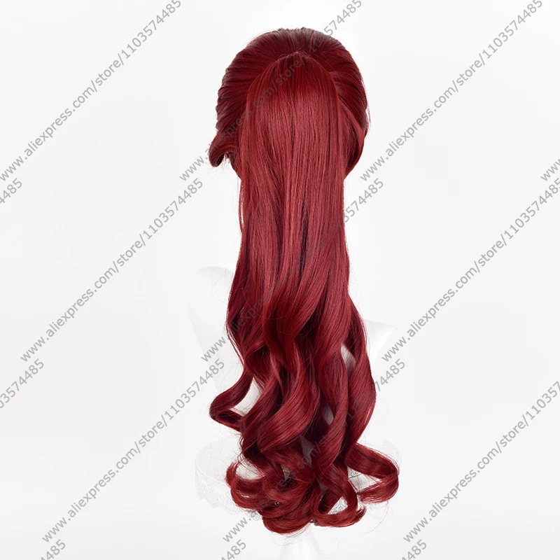 Perruque de Cosplay Anime Kasumi Yoshizawa, queue de cheval longue de 56cm, perruques rouge vin, cheveux synthétiques résistants à la chaleur