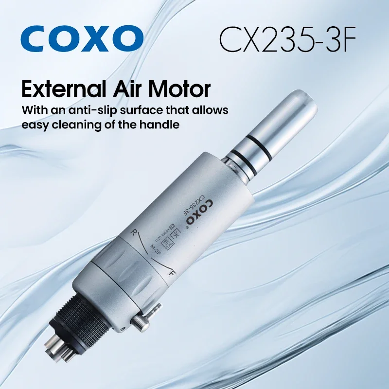 

COXO CX235-3F External Transmission Low-Speed Contra-Angle Handpiece - For Electric Micromotor Drives and 2/4 Hole Dental Burs