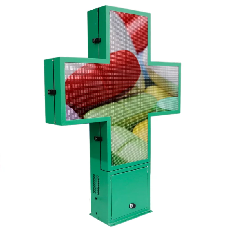 

Outdoor Full Color Video Programmable Double Sided Cross LED Pharmacy Display Shop Sign