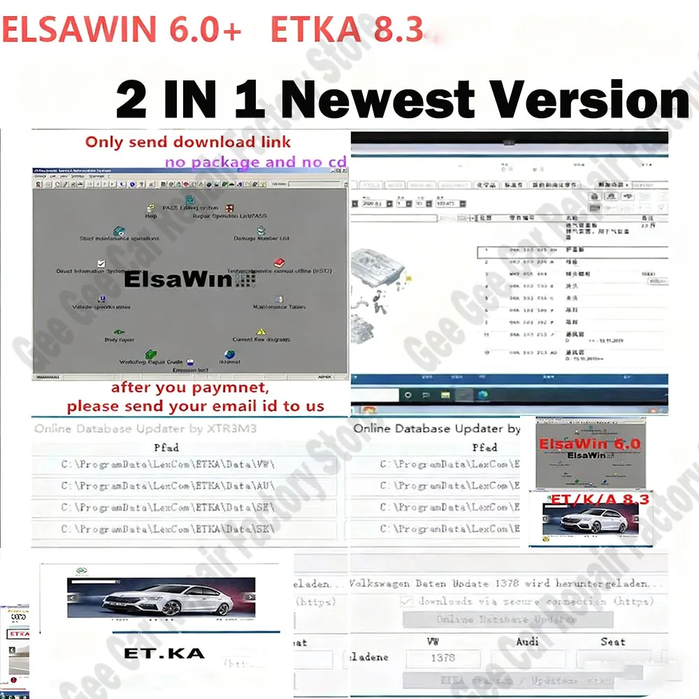 ELSAWIN 6.0 + Etka 8.3 Latest obd2 scanner Car software group vehicle electronic parts catalog, suitable for US European models