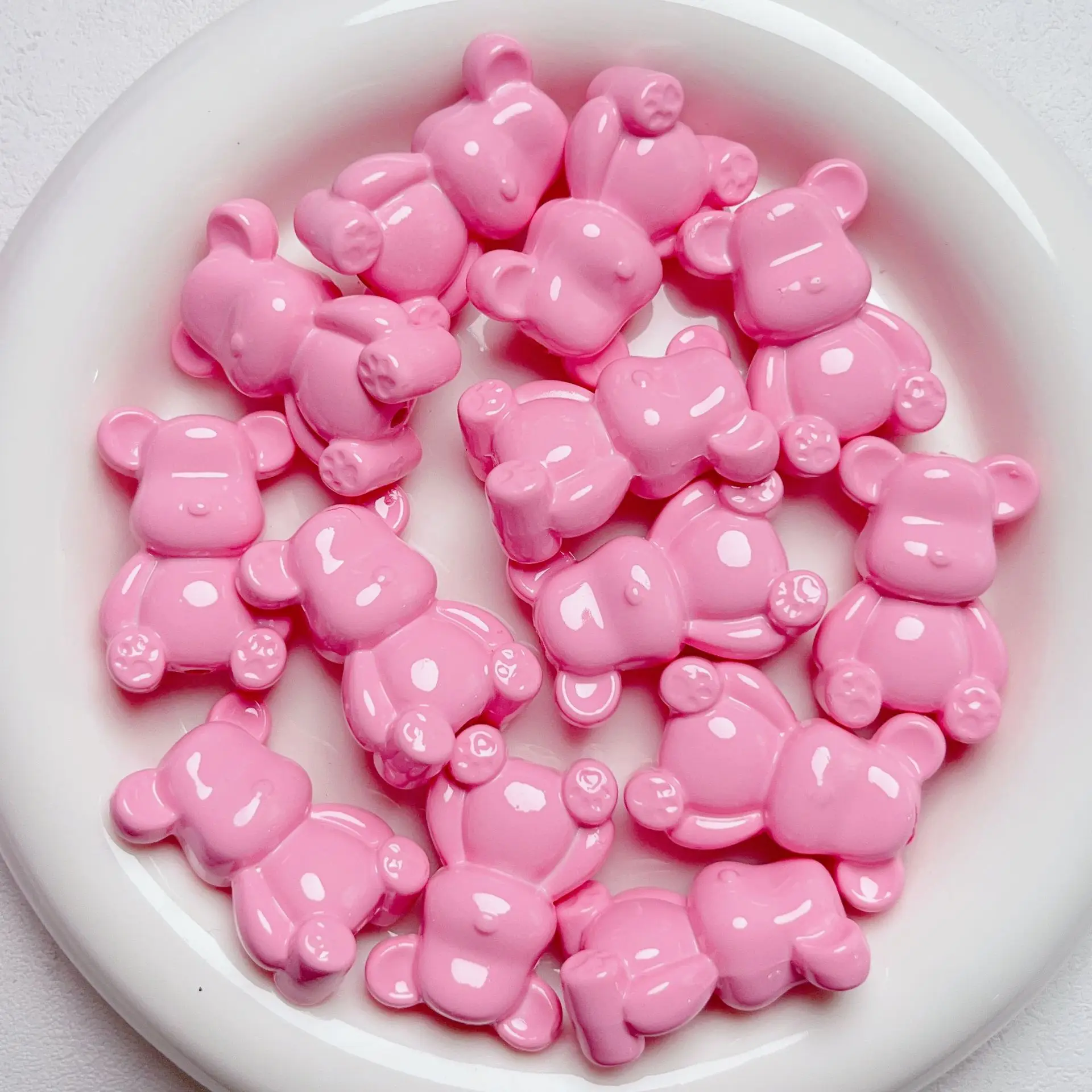 Macaron Color Cute Bear Beads For Jewelry Making Kawaii DIY Decorations Phone Chain Keychain Bracelet Charms Hairpin Accessories