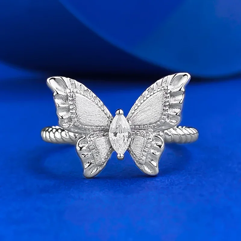 S925 Pure Silver Plant Series Goolar Dreamy Butterfly Ring, Fashionable, Versatile, and High End Ring