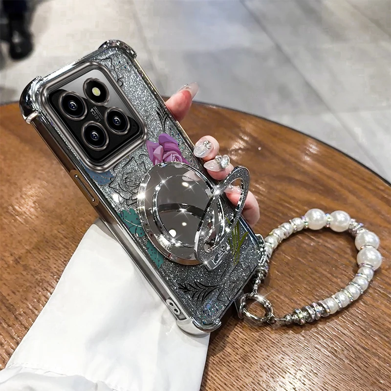 

Чехол-держатель для браслета с 14 фиолетовыми цветами для Xiaomi 15Pro 15Ultra 14Pro 13Pro 15 13 14T 12X 12S 12 Civi 3 4 Cover