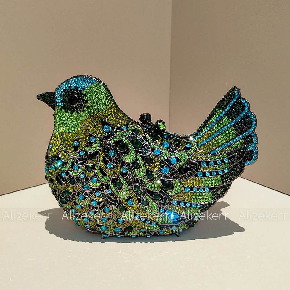 Alizekerr Pigeon Shaped Rhinestone Evening Clutch 9
