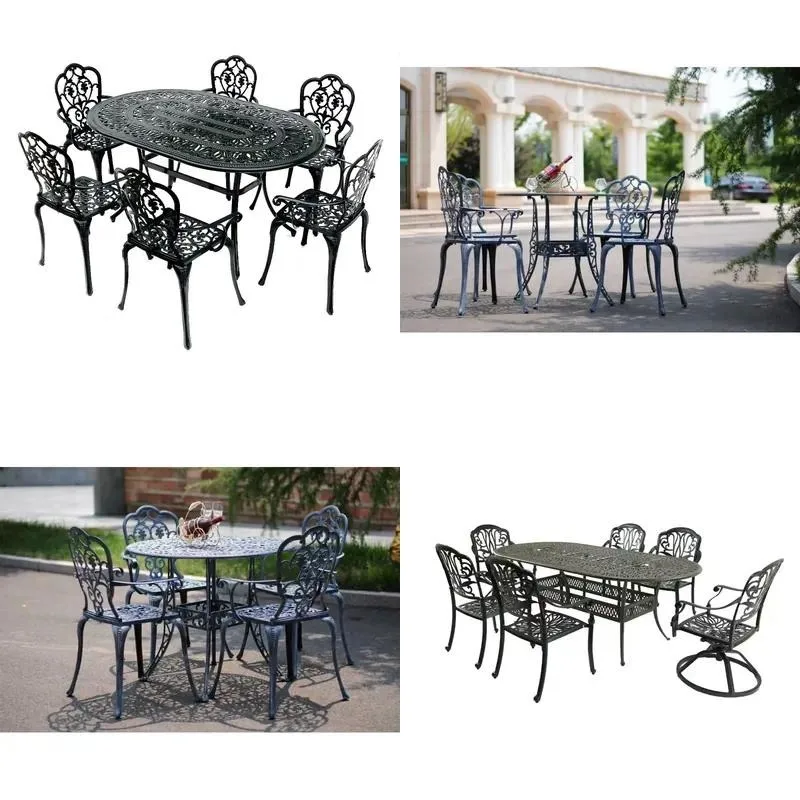Wholesale Outdoor Patio Furniture Set Comfortable Cast Aluminum Table and Chairs 7 Piece Dining Set