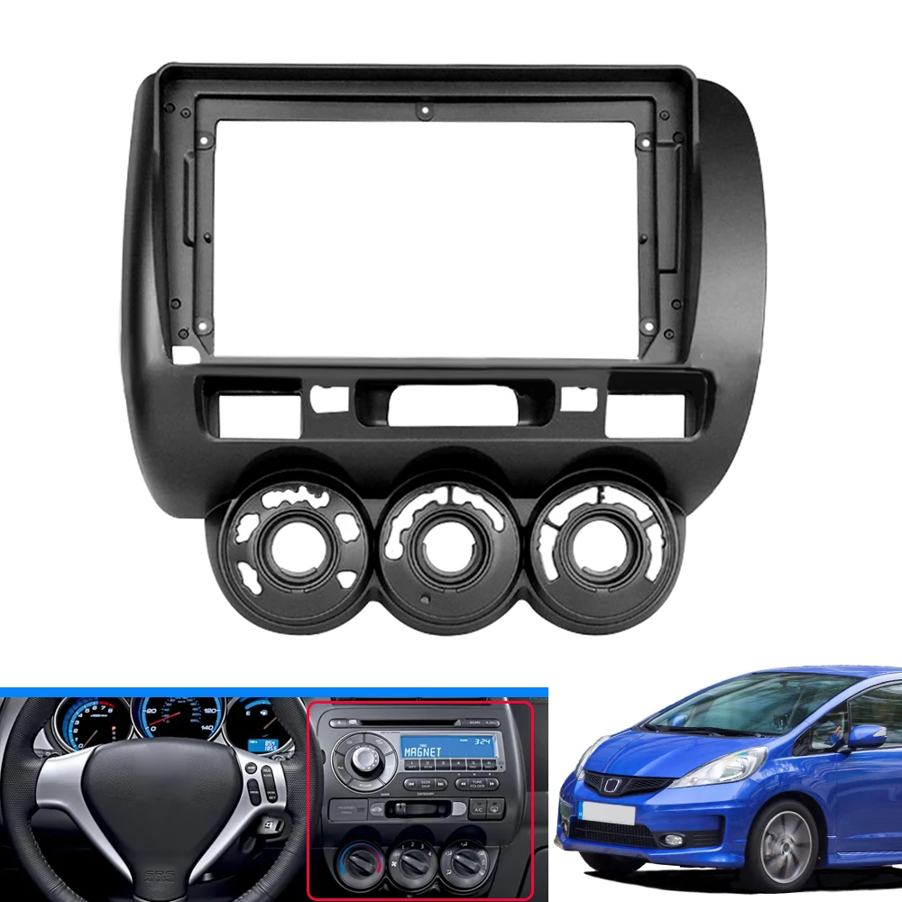 Car Stereo Radio Fascia For Honda City 2006-2007 For Jazz GPS Navigation Frame Panel Trim Replacement Kit Face Plate Accessories