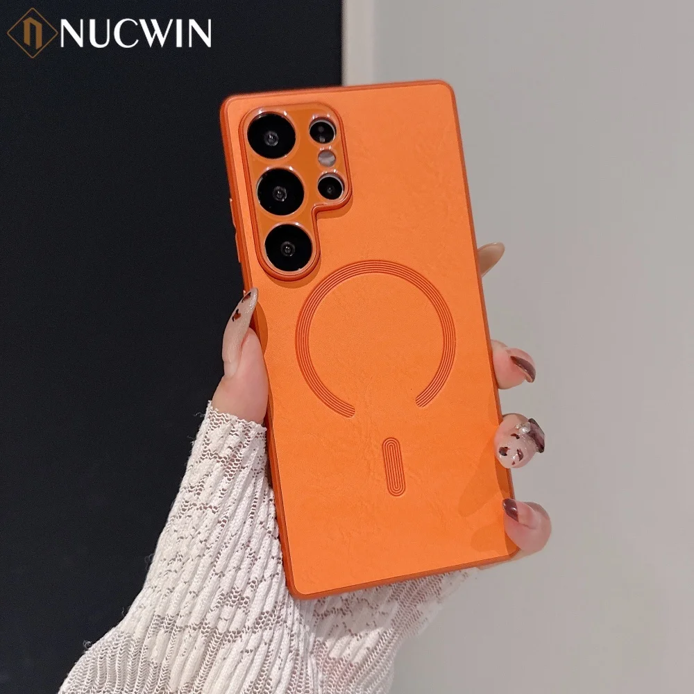 Luxury Leather For Magnetic Case For Samsung Galaxy S24 S25 S26 Plus Ultra S24 S25 FE S25 Edge Slim Shockproof Protective Cover