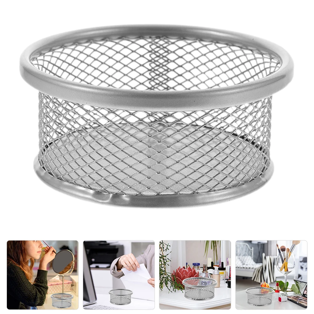 حامل مشبك ورق لسطح المكتب قابل للتكديس، منظم شبكي معدني، حاوية مشبك ورق ذات سعة كبيرة، تخزين اللوازم المكتبية