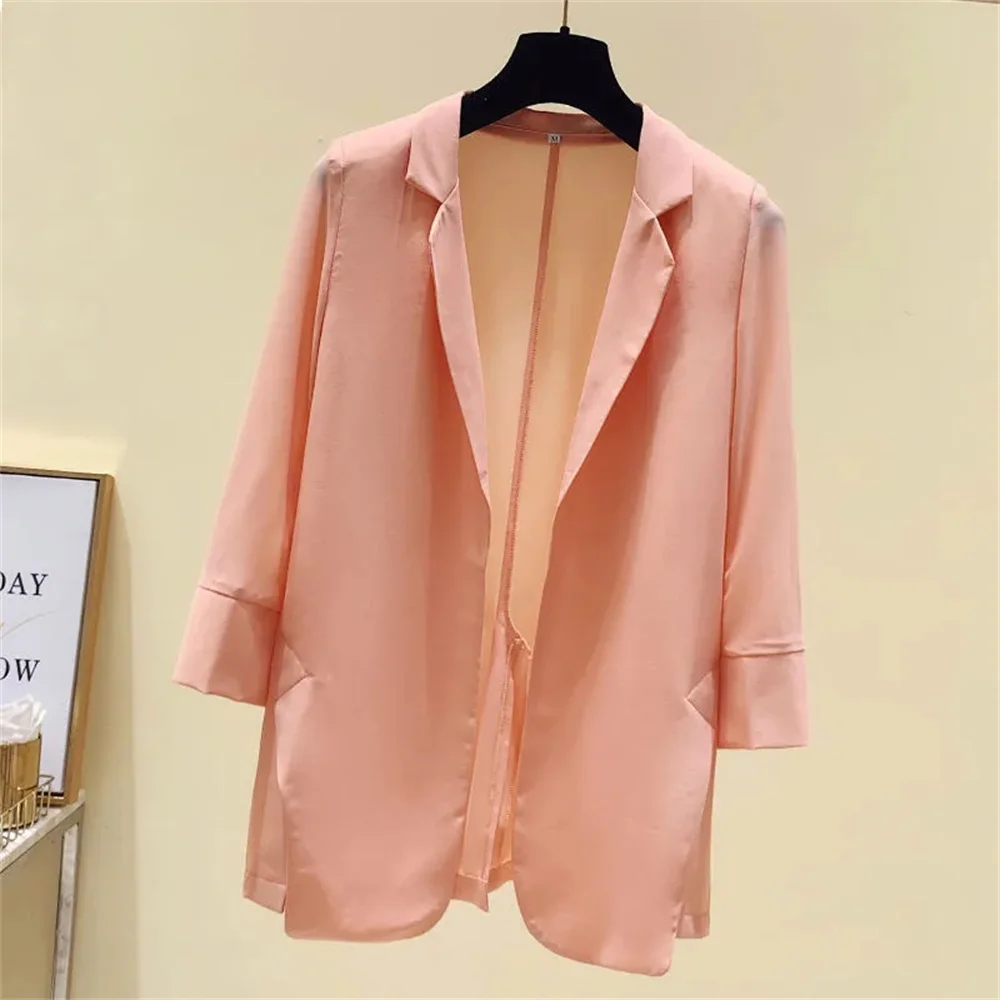 Chiffon Small Suit Jacket Female Spring and Summer Thin Long Sunscreen Clothing Career Joker new White Suit Jacket Outerwears