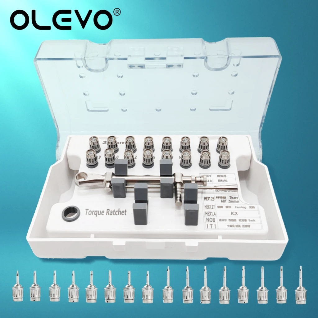 

Dental Implant Screwdriver Kit with Calibrated Torque Wrench and Full Set of Drivers for Surgical Restorative Implant Procedures