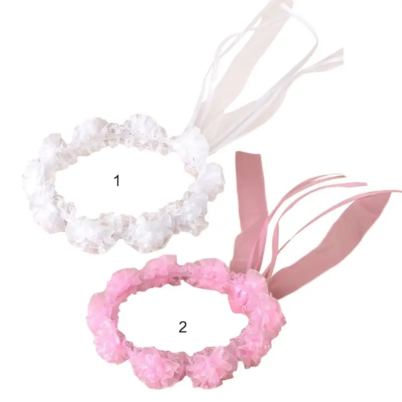 Flower Girl Wedding Headband Lace Ribbon Wreath Party Photo Props Dropship