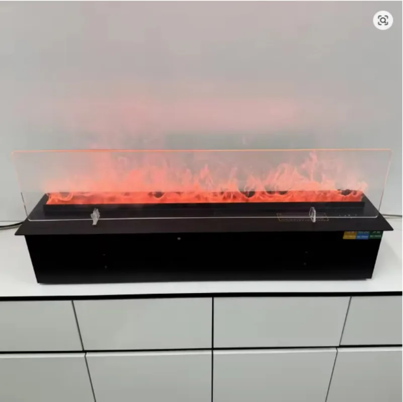 Decorative Electric Fireplace with Baffle ( Simulated glass ) & Woods Cracking Sound Mist Colorful Flame Humidifier Fireplaces