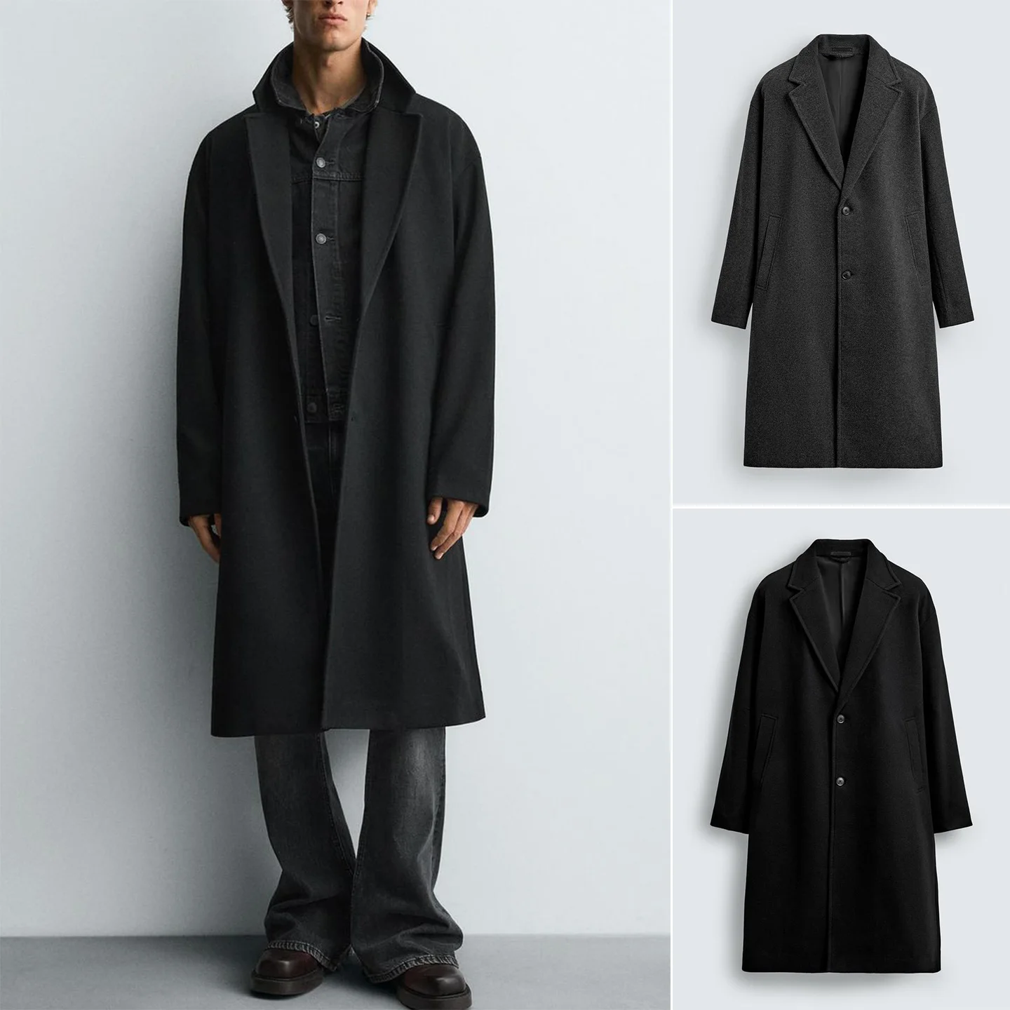 

New Autumn Winter Men's Long Sve Waterproof Slim Fit Parka Coat Youth Trendy Straight Tube Structure Collar Cotton Jaet