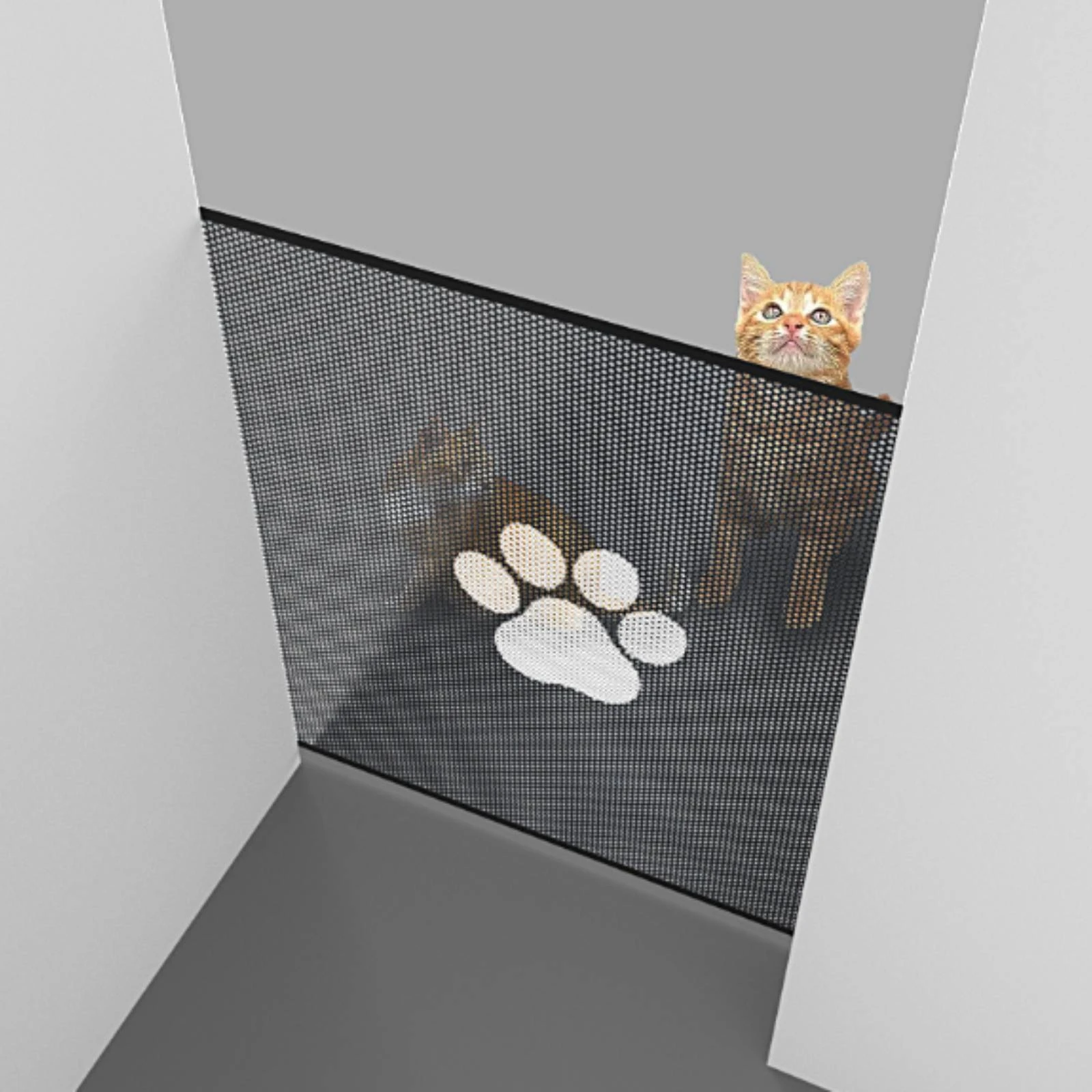 Retractable Pet Gate Compact Mesh Pet Gate Safety Barrier Long-Lasting Easy to Use for Dogs, Doorways, Hallways