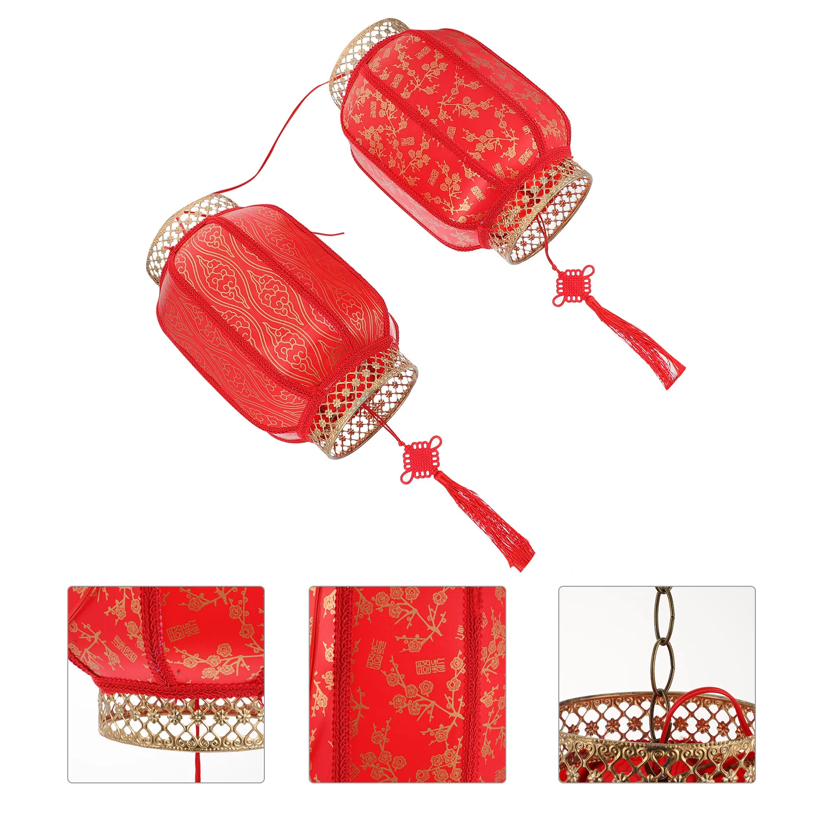 

2Pcs Vintage Ancient Chinese Lantern Delicate Glowing Pendant Portable Hanging Lantern Festival Decor New Year Scene Ornament