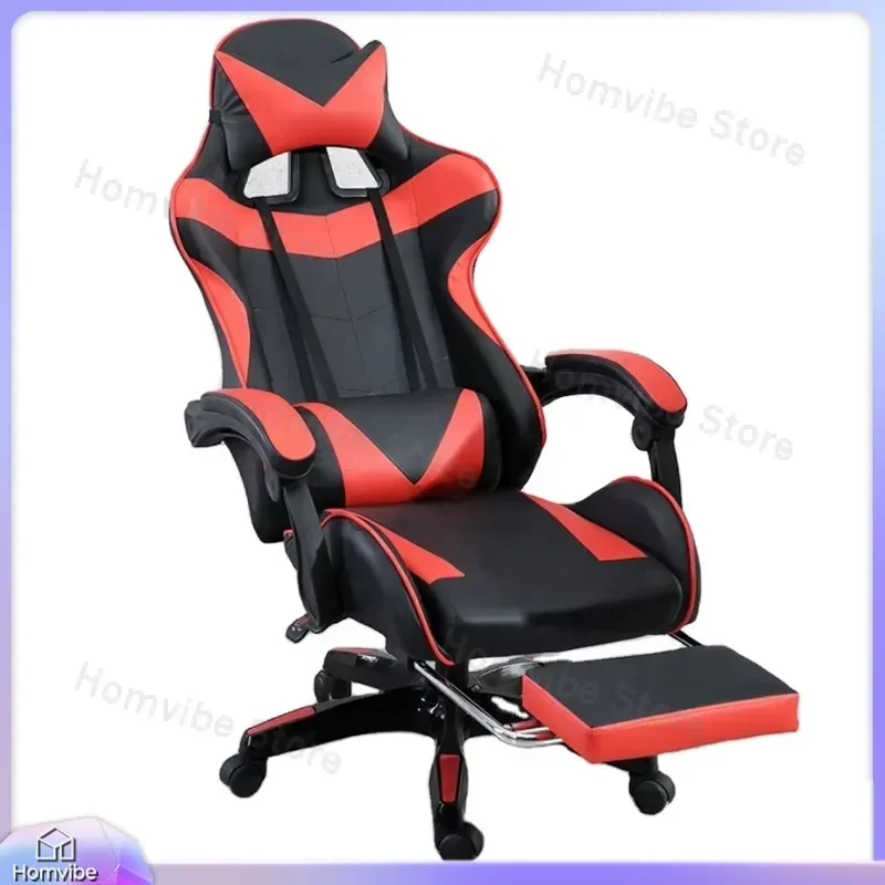 Economy Gaming Chair for PC Gamers Red Black PU Leather Ergonomic Racing Style Office Computer Chair with Lumbar Support and