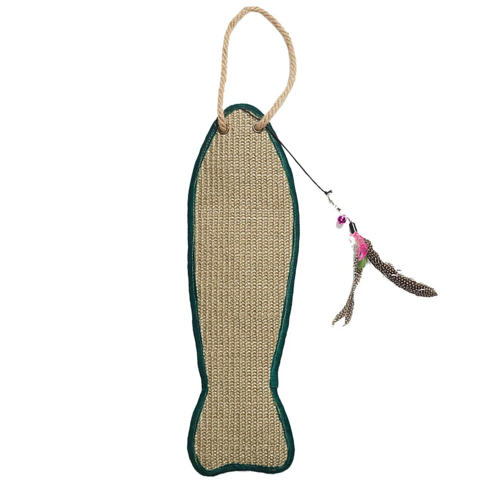 

1pc Cat Scratching Pad Sisal Fish Shaped Mat Natural Hand-Knitted Pet Plaything Protective Furniture Claw Grinder Hanging