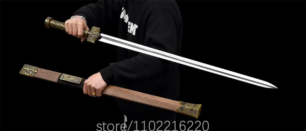 Exquisite Handforged Sword Chinese Jian WUSHU Performance High Manganese Steel Blade Alloy Tsuka Handle Fittings Full Tang Nice