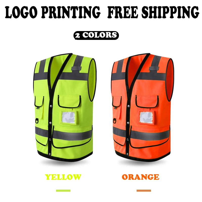 SPARDWEAR HIGH VISIBILITY REFLECTIVE SAFETY VEST WAISTCOAT MENS WITH MULTI-POCKETS SILK SCREEN LOGO PRINTING FAST SHIPPING