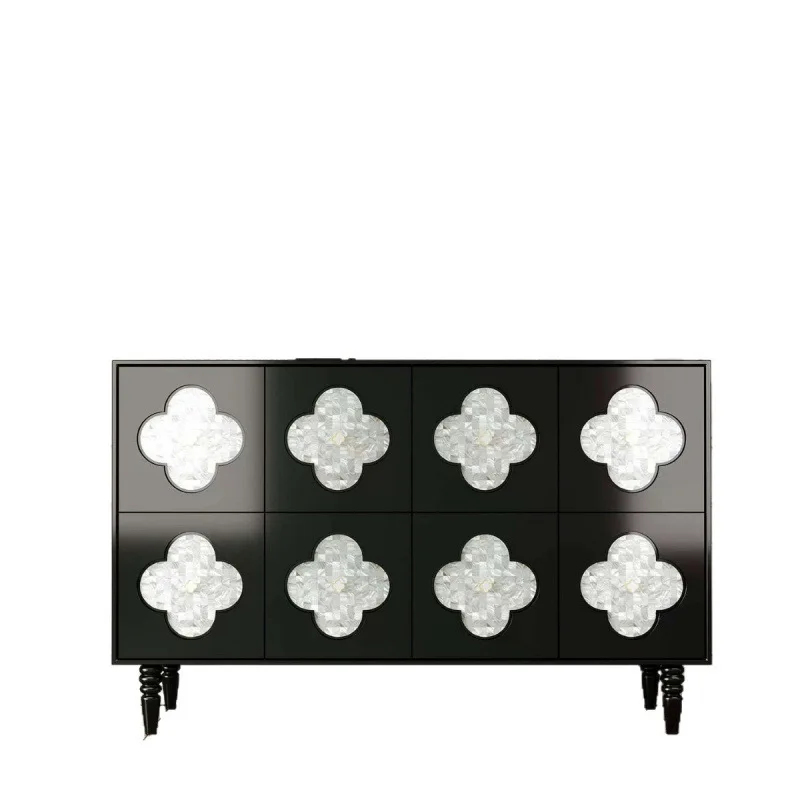 

Shell cabinet French retro solid wood dining side cabinet living room B & B hotel bedroom storage