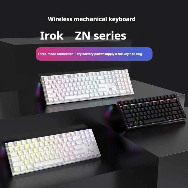 Irok Zn84/87/104 Mechanical Keyboard Three Mode Rgb Bluetooth Wireless Tea Axis Red Axis 2.4g Hot Swappable Esports Game Gift