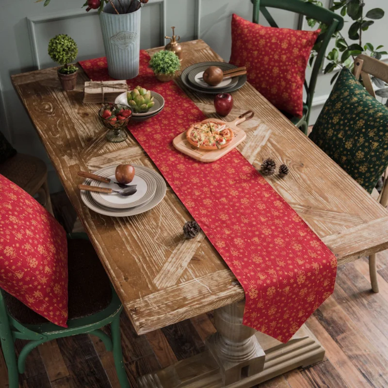 Classic Christmas Red/green Table Runner Linen Material Table Flag Fashion Christmas Holiday Decoration Coffee Table Accessories