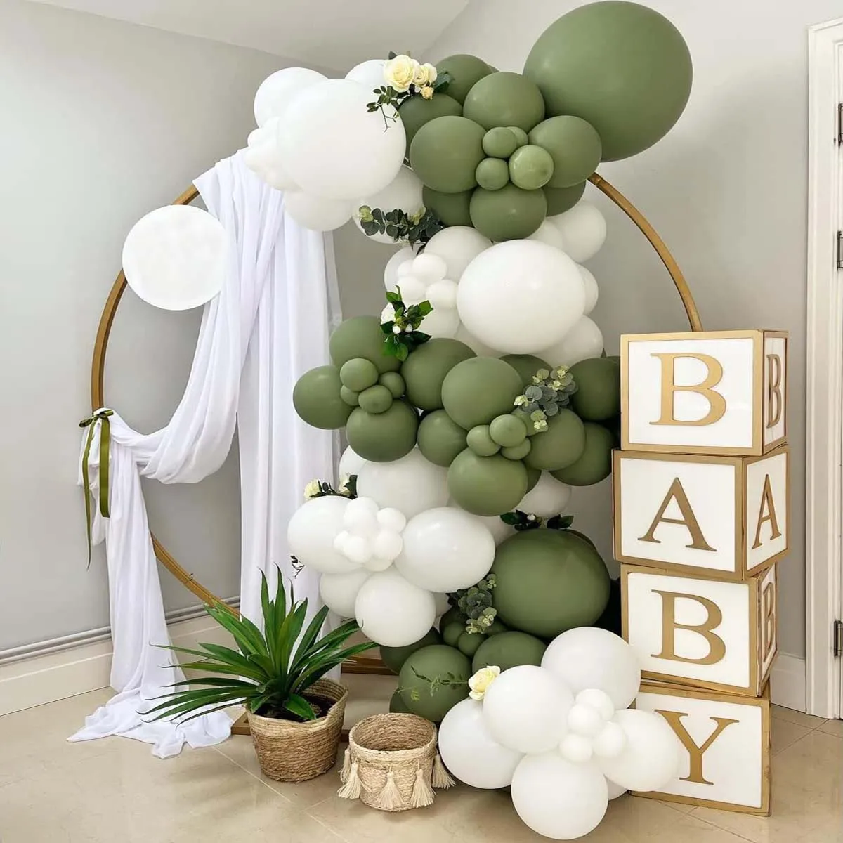 130 graugrüne Latexballons, geeignet für Geburtstag, Abschlussfeier, Hochzeit, Party-Dekoration