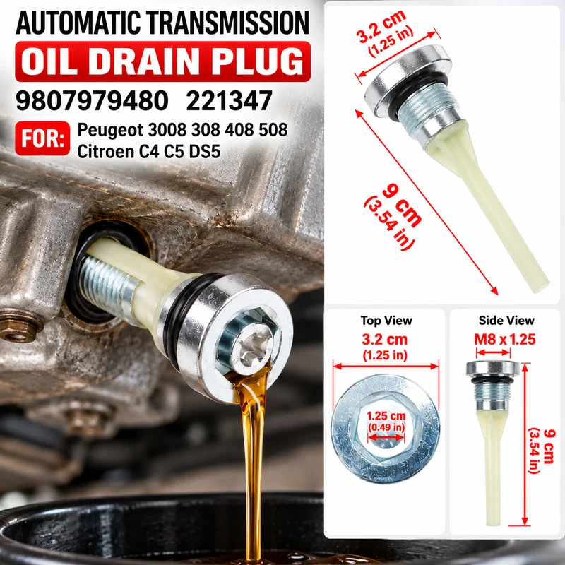 Automatic Transmission Gearbox Oil Drain Plug for 3008 308 408 508 / C4 C5 DS5, SKU: 9807979480 221347
